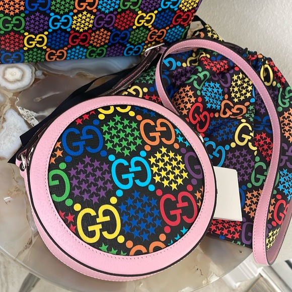 $2,250 GUCCI New GG Psychedelic Round Shoulder Bag GG Logo multicolored pink - Picture 10 of 17